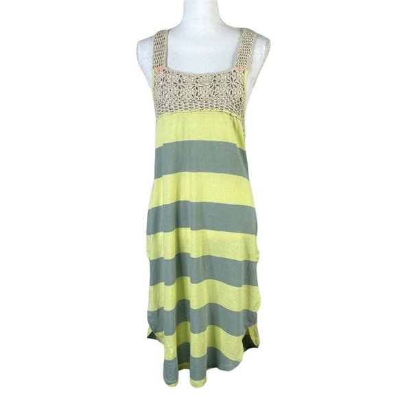 Free People Luca Crochet Stripe Tank Top Tunic Dress Merida Combo S New - Picture 2 of 9
